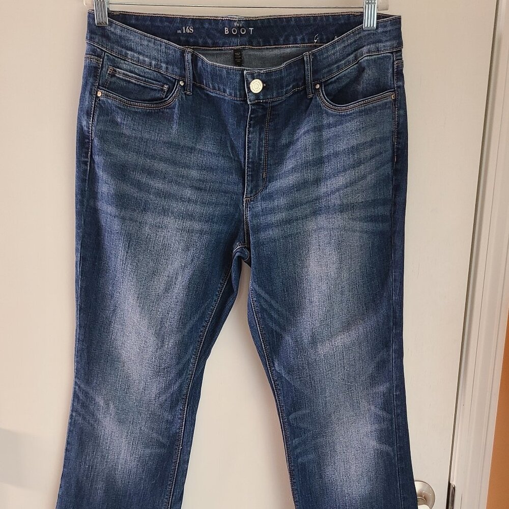 WHBM High Rise Every Day Soft Boot Wide Jean